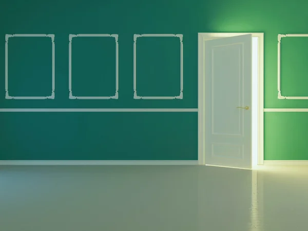Leeres neues klassisches Zimmer mit geöffneter Tür. — Stockfoto