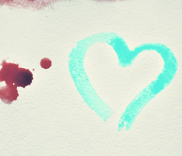 Akvarell, kézzel festett háttérrel, szív. — Stock Fotó