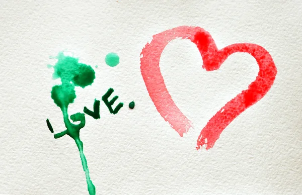 Watercolor hand painted background with heart. — Stock Photo, Image