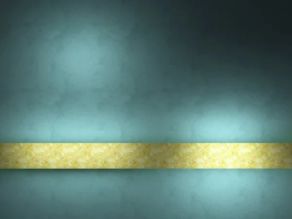 Turquoise background with gold ribbon. — Stock Photo, Image