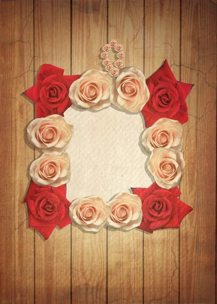 Vintage frame with roses. — Stock Photo, Image