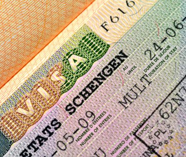 Visa in passport clipart
