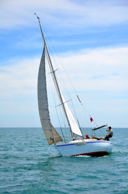 Sailing yacht near Sochi, Black Sea coast clipart