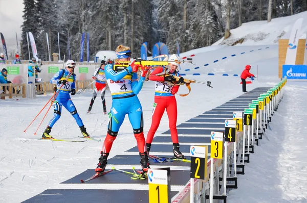 Cup of Russia on biathlon in Sochi on February 10, 2012. — Stock Photo, Image
