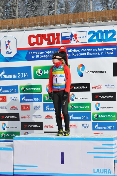 Mistrovství Ruska v biatlonu v Soči 10 února 2012. — Stock fotografie