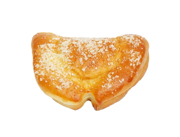 Jeden čerstvý croissant, odlitek měkké whadow na bílém pozadí — Stock fotografie
