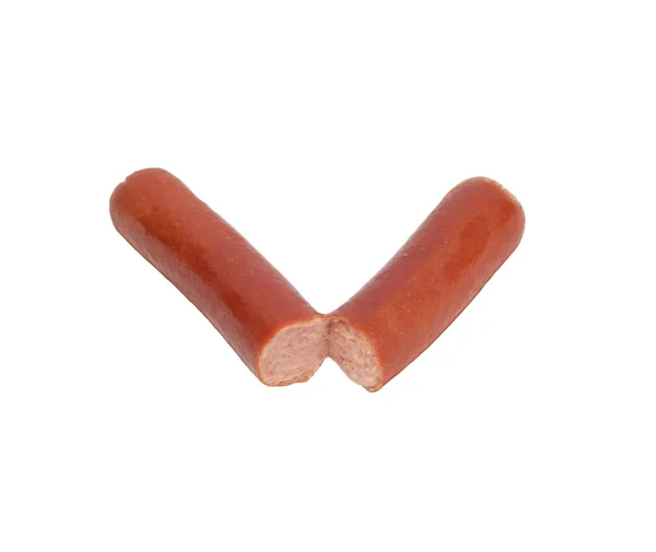 Broken sausage on a white background — Stock Photo, Image