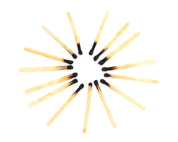Burnt matches isolated on white — Stock Photo, Image