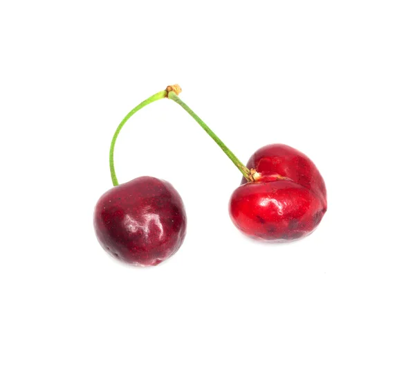 Třešně a višně; objekty na bílém pozadí — Stock fotografie