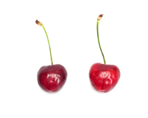Třešně a višně; objekty na bílém pozadí — Stock fotografie