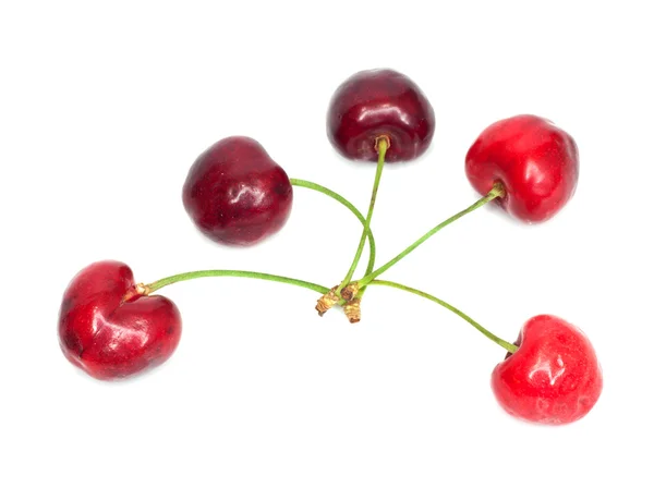 Fresh healthy red cherries on a white background — Stock Photo, Image