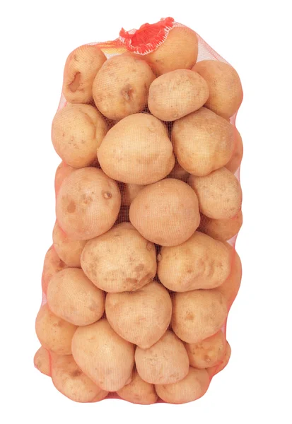 Sac isolé de pommes de terre sur blanc — Photo