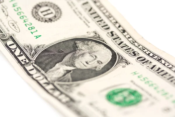 Makro närbild av Washingtons ansikte på en en dollarsedel — Stockfoto