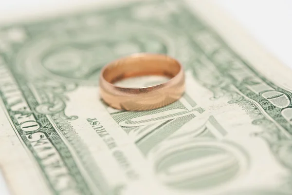 Ring in the background of one dollar — Stock Photo, Image