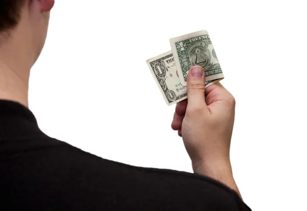Un billet d'un dollar en main — Photo
