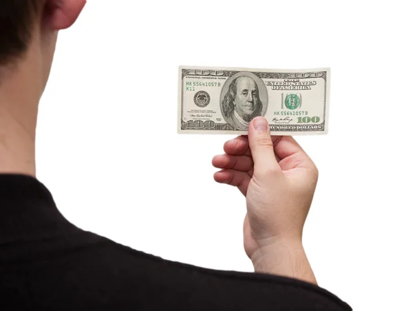 One hundred dollars in hand — Stock Photo, Image