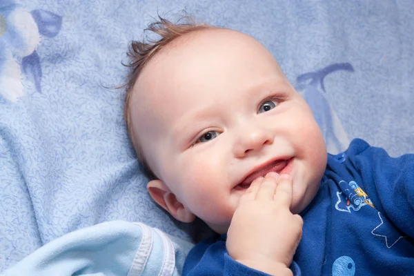 Closeup portrait of cute smiling baby boy — Stock Photo, Image