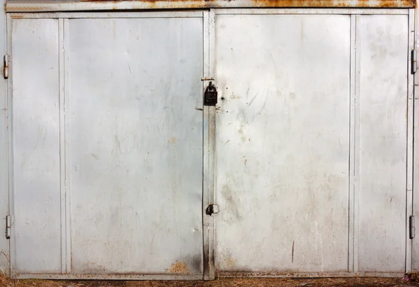 Old steel gate of garage — Stock Photo, Image