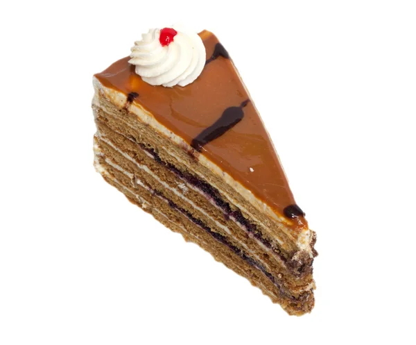 Geniet van uw koffiepauze met eetbare brownie cake en zoete smel — Stockfoto