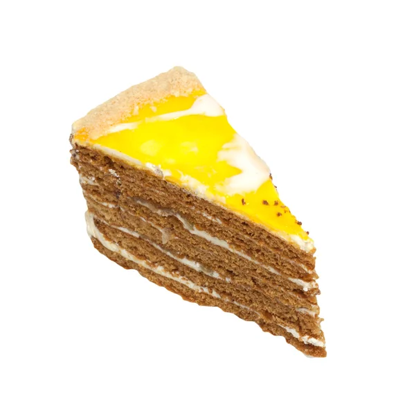 Ciasto pomarańczowe izolowane na białym tle — Zdjęcie stockowe