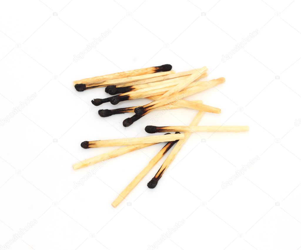 Burnt matches isolated on white
