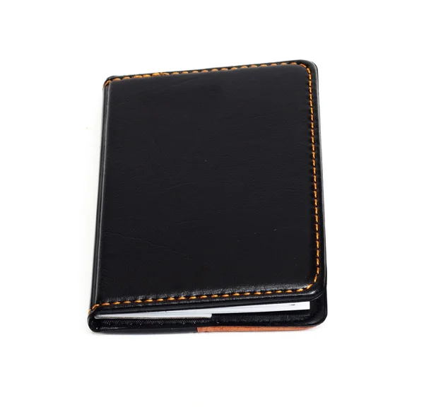 Pequeno caderno preto com capa em branco — Fotografia de Stock
