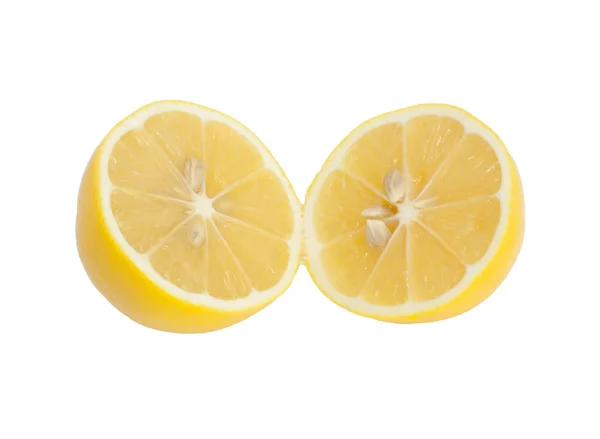 Twee helften van de verse citroen op witte achtergrond. — Stockfoto
