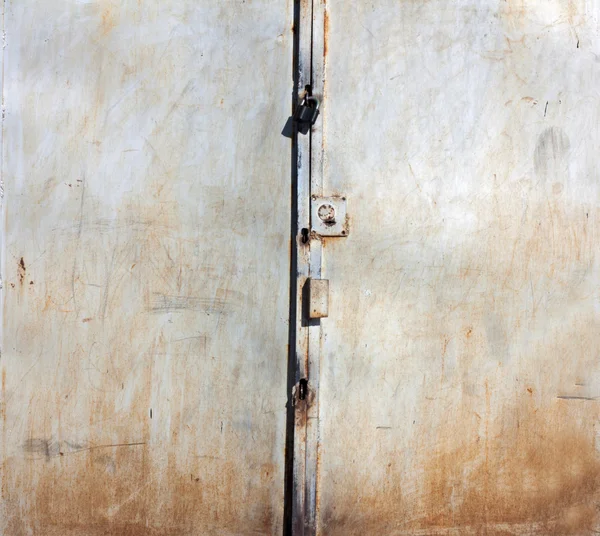 Old steel gate of garage — Stock Photo, Image