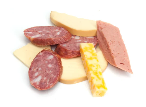 Sýr s klobásou — Stock fotografie