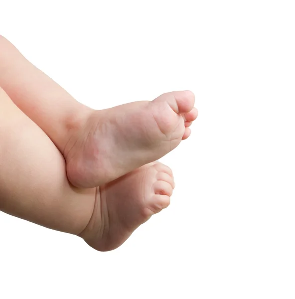Újszülött baba lába elszigetelt fehér — Stock Fotó