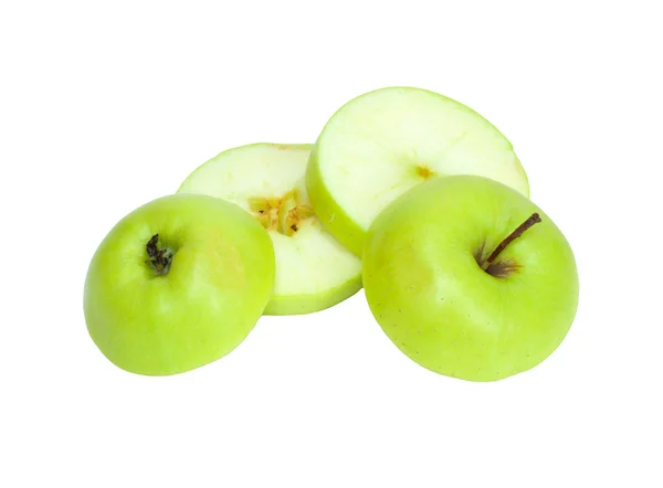 用白色隔开的绿色苹果 — 图库照片