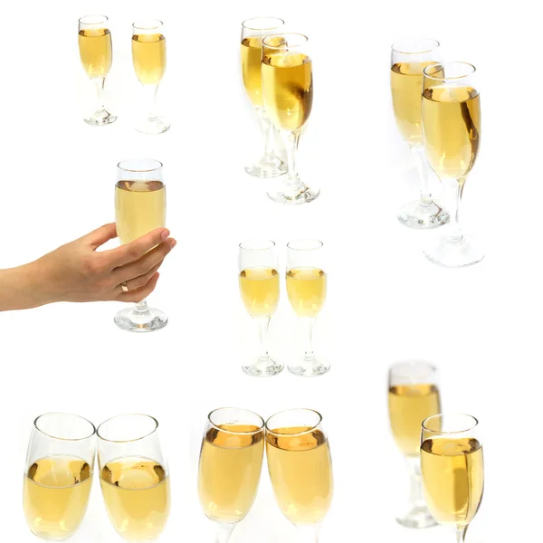 Copas de champán sobre fondo blanco — Foto de Stock