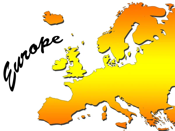 欧洲地图用橙色渐变填充。墨卡托投影. — 图库照片