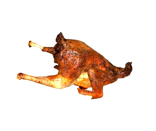Pollo asado entero sobre fondo blanco —  Fotos de Stock