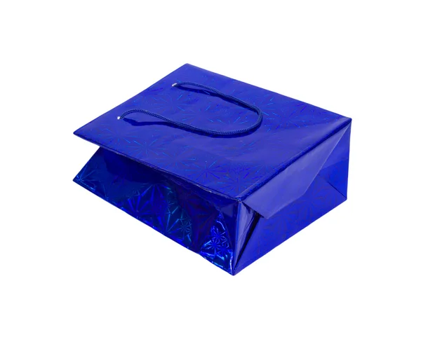Голубая подарочная упаковка с ручками — стоковое фото