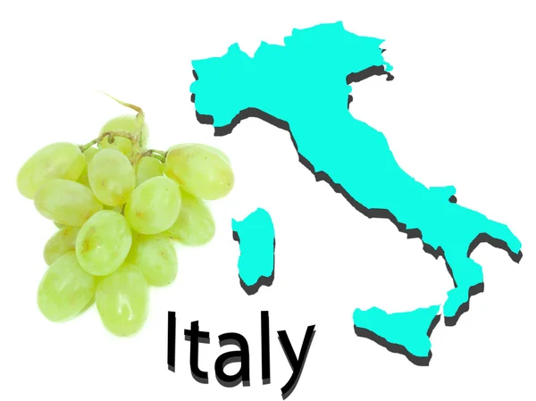 Mapa de Italia y las uvas —  Fotos de Stock