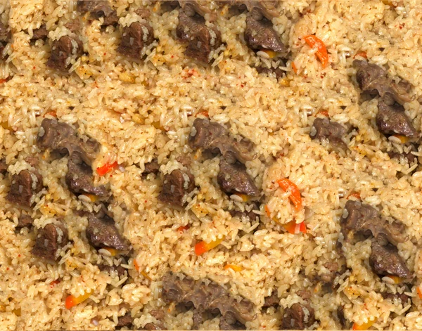 Hintergrund Reis mit Fleisch. pilaf — Stockfoto