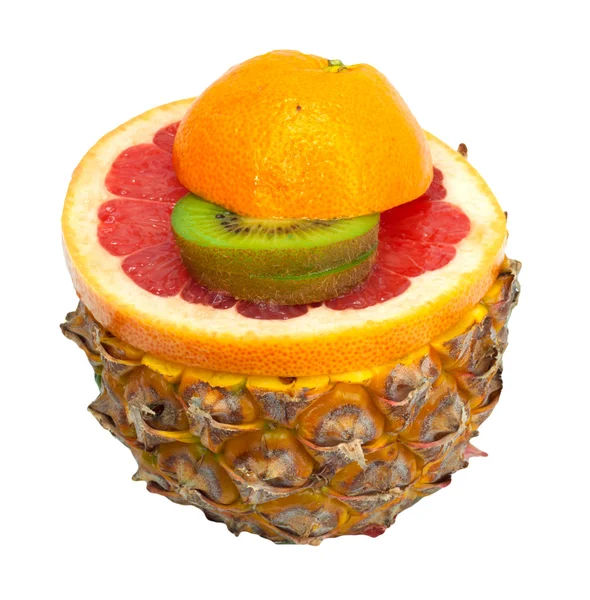 Mezcla de frutas frescas sobre un fondo blanco —  Fotos de Stock