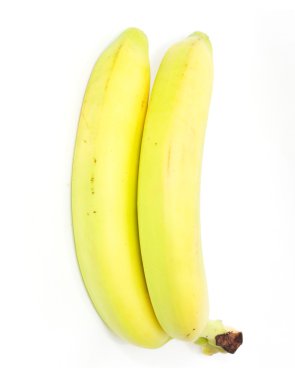 Two ripe banana on white background