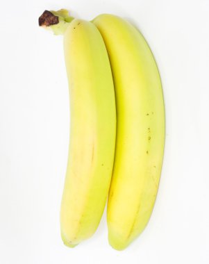 Two ripe banana on white background