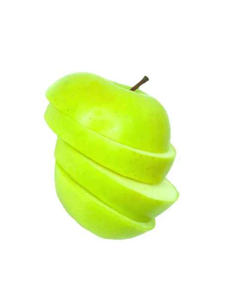 Πράσινο μήλο απομονωμένο σε λευκό — Φωτογραφία Αρχείου