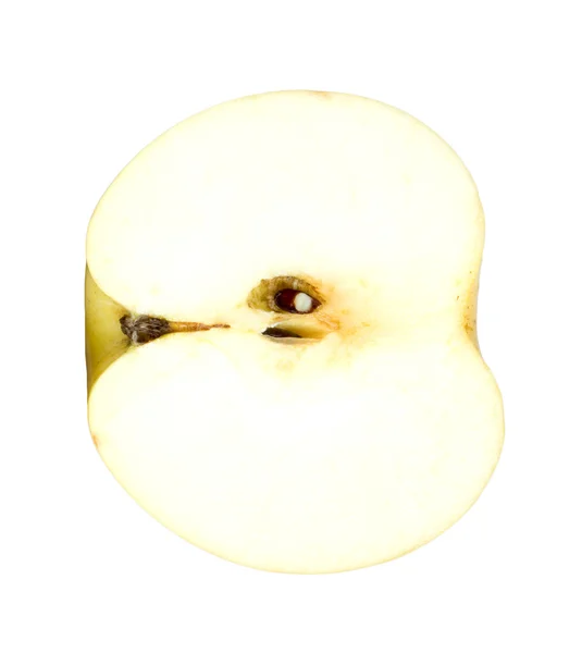 Sarı elma izole üzerinde beyaz dilimlenmiş — Stok fotoğraf