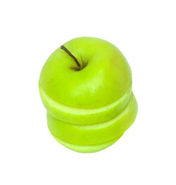Zöld alma elszigetelt fehér — Stock Fotó
