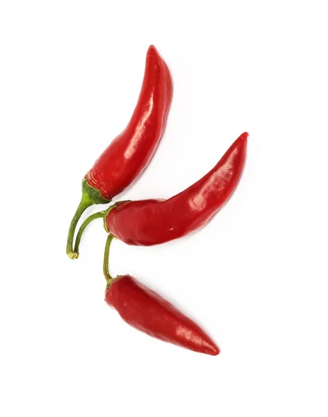 Trzy hot chili peppers — Zdjęcie stockowe