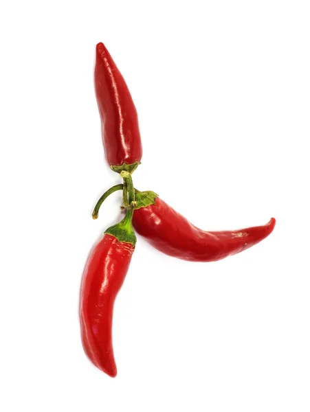Trzy hot chili peppers — Zdjęcie stockowe