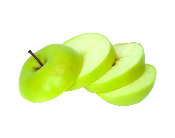 Zelené jablko izolované na bílém — Stock fotografie