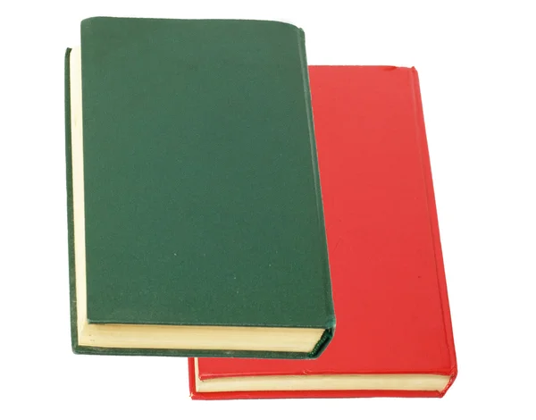 Zöld könyv és a fehér alapon piros könyv — Stock Fotó