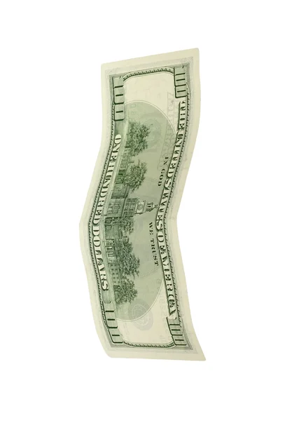 Kilkuset dolarów banknotów, na białym tle biały ze ścieżką przycinającą. — Zdjęcie stockowe