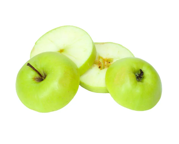 白で隔離された緑のリンゴ — ストック写真