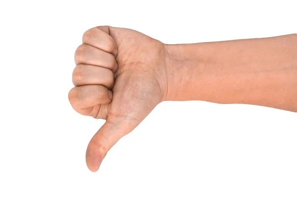 Mäns hand göra tummen upp isolerad över vit — Stockfoto